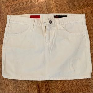 AG white distressed denim skirt